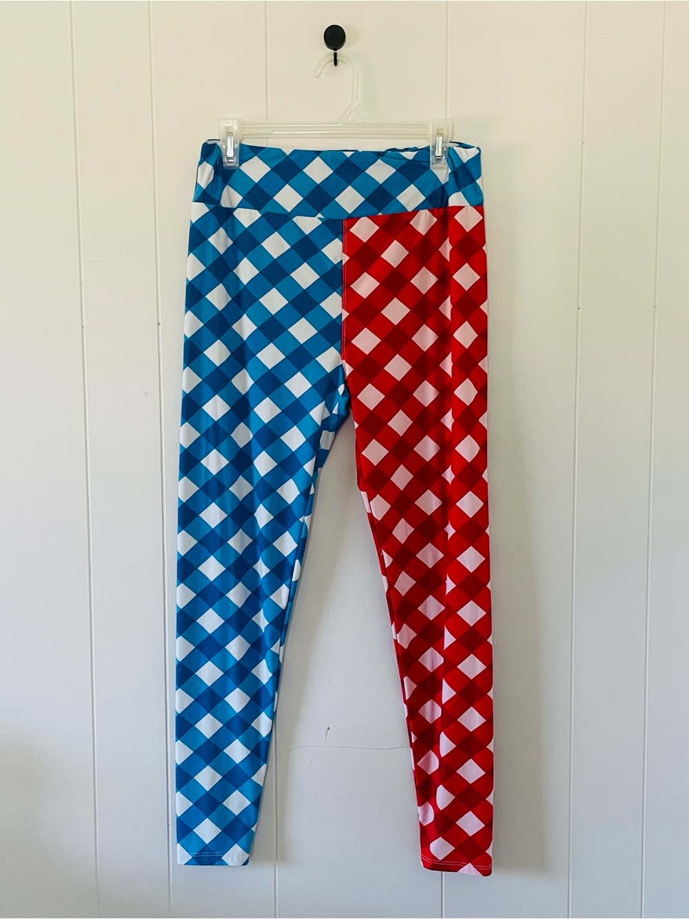 LuLaRoe Blue & Red Gingham Leggings